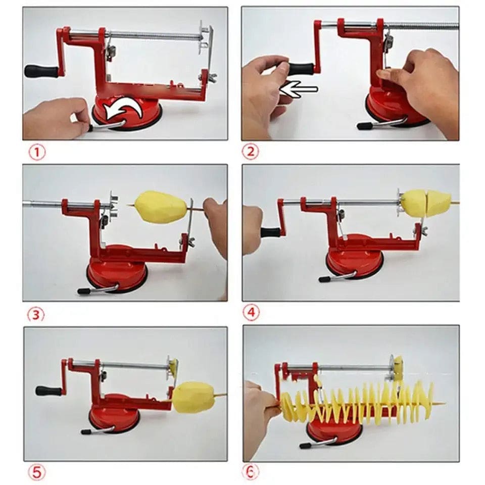 Spiral Potato Cutter, Manually Rotating Potato Tower Machine, Portable Quick Spiral French Slicer Cutter Bar, Vegetable Spiral Cutter Machine, Twist Fries Machine, Metal Peeler Corer Slicer, Creative Hand-shake Fruit Potato Peeler, Home Kitchen Gadget Spiral Potato Cutter, Manually Rotating Potato Tower Machine, Portable Quick Spiral French Slicer Cutter Bar, Vegetable Spiral Cutter Machine, Twist Fries Machine, Metal Peeler Corer Slicer, Creative Hand-shake Fruit Potato Peeler, Home Kitchen Gadget